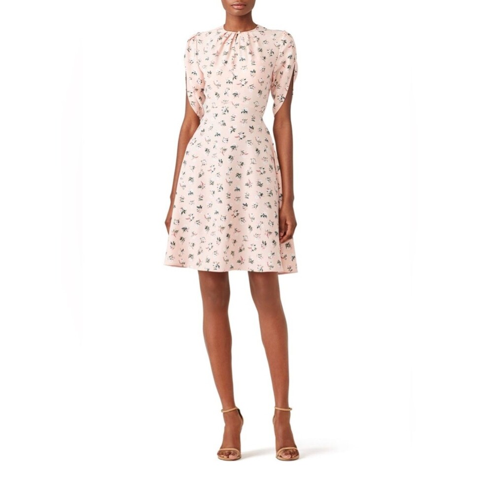 Kate Spade Flora Tulip Sleeve Dress Cameo Pink Floral A-Line Fit & Flare Size 8